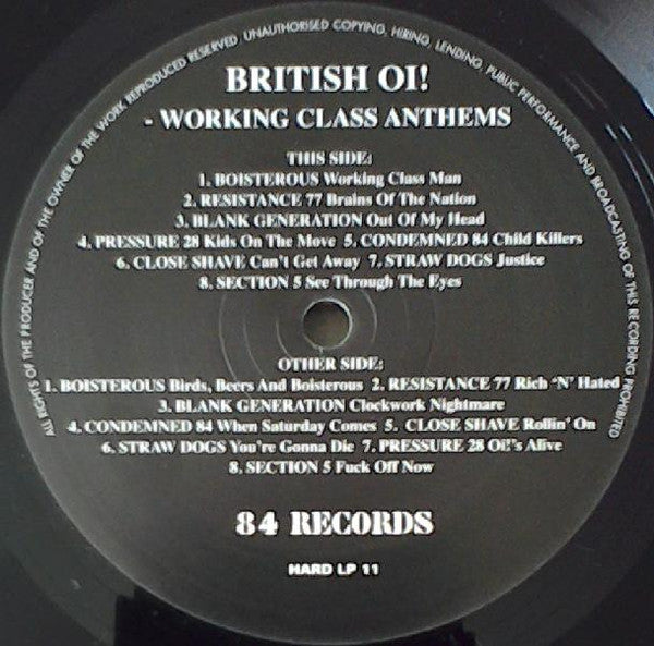 Various : British Oi! - Working Class Anthems (LP,Compilation,Reissue)