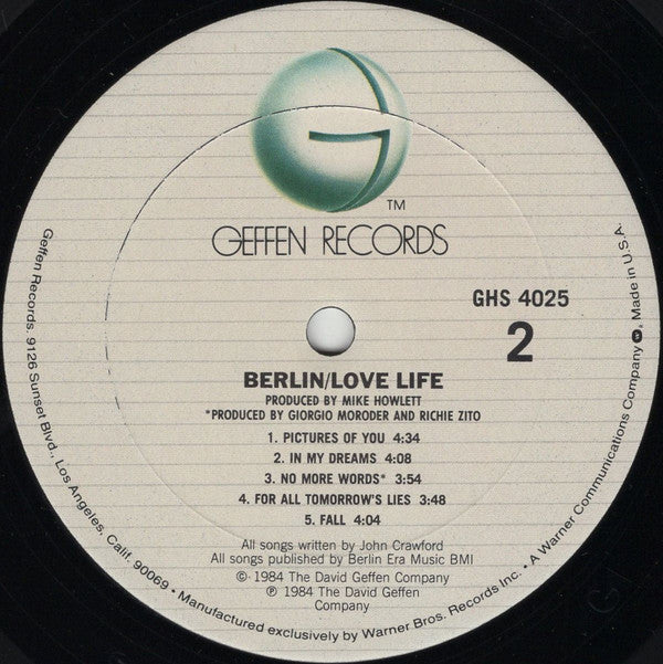 Berlin : Love Life (LP,Album,Club Edition)