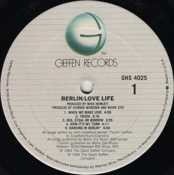 Berlin : Love Life (LP,Album,Club Edition)