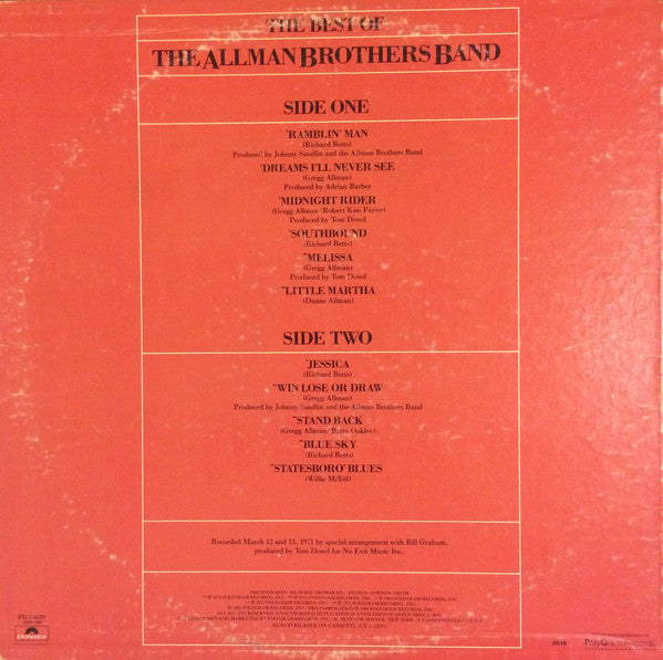 Allman Brothers Band, The : The Best Of The Allman Brothers Band (LP,Compilation,Stereo)