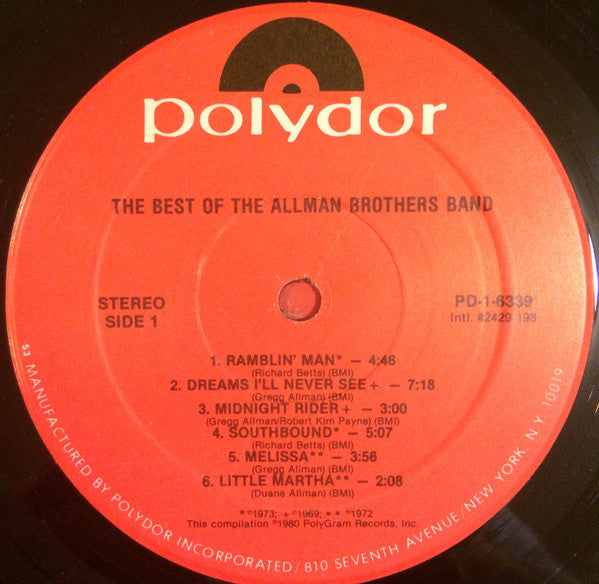 Allman Brothers Band, The : The Best Of The Allman Brothers Band (LP,Compilation,Stereo)