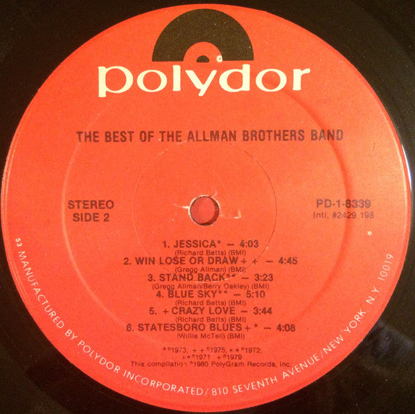 Allman Brothers Band, The : The Best Of The Allman Brothers Band (LP,Compilation,Stereo)