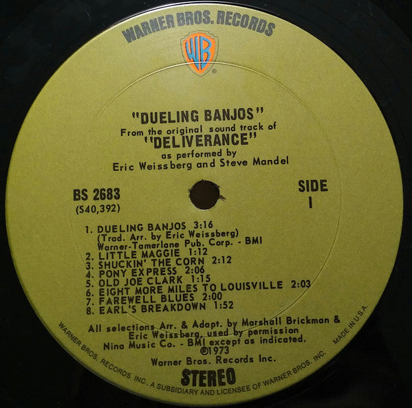 Eric Weissberg And Steve Mandell : Dueling Banjos From The Original Motion Picture Soundtrack Deliverance And Additional Music (LP,Album)