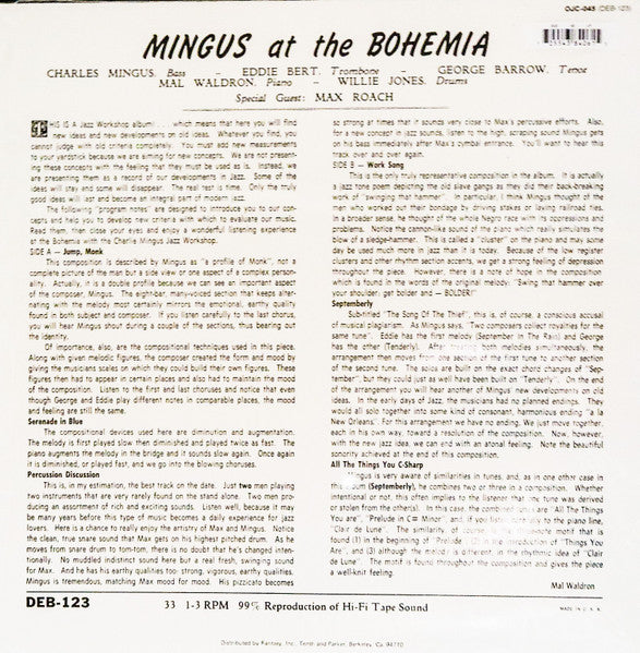 Charles Mingus : Mingus At The Bohemia (LP,Album,Reissue)