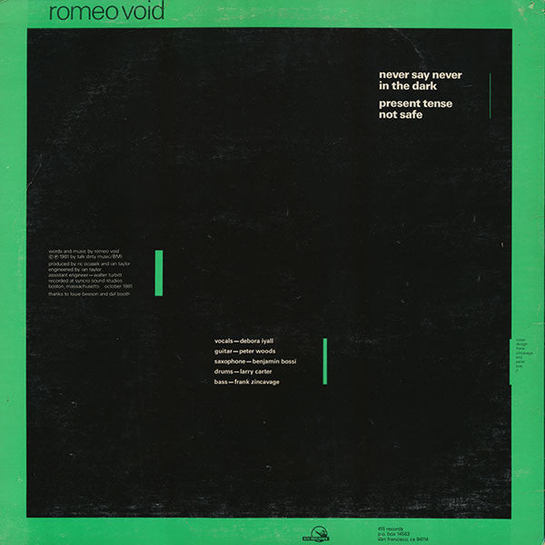 Romeo Void : Never Say Never (12",33 ⅓ RPM)