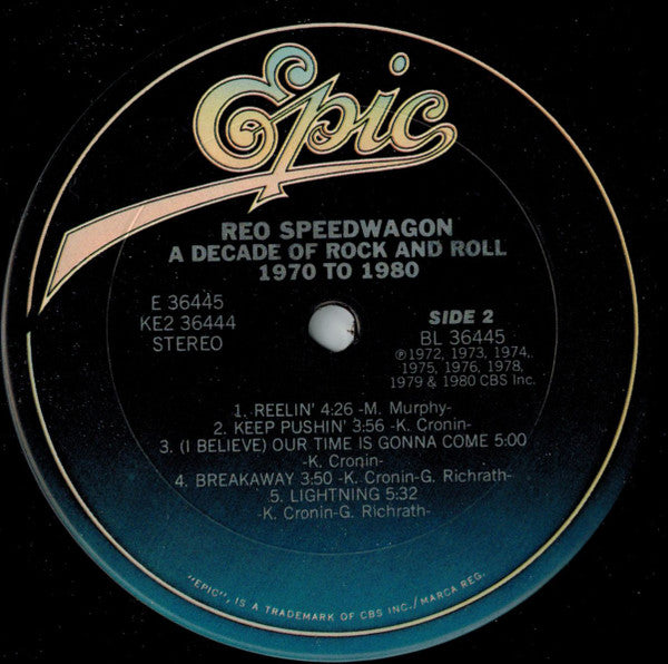 REO Speedwagon : A Decade Of Rock And Roll 1970 To 1980 (LP,Compilation)
