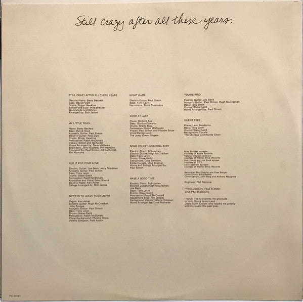 Paul Simon : Still Crazy After All These Years (LP,Album,Stereo)