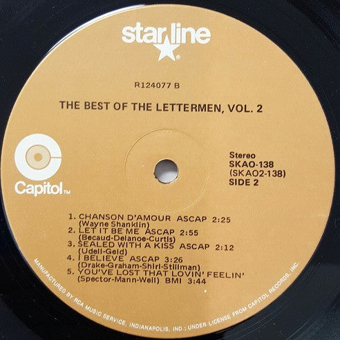 Lettermen, The : The Best Of The Lettermen Vol.2 (LP,Compilation,Club Edition)