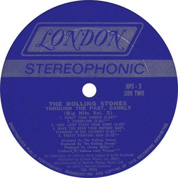 Rolling Stones, The : Through The Past, Darkly (Big Hits Vol. 2) (LP,Compilation,Stereo)