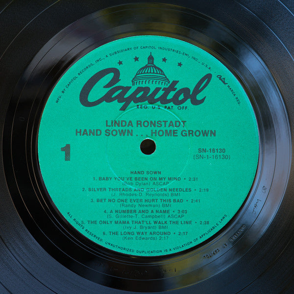 Linda Ronstadt : Hand Sown... Home Grown (LP,Album,Reissue)