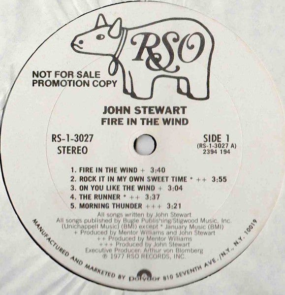 John Stewart (2) : Fire In The Wind (LP,Album,Promo)
