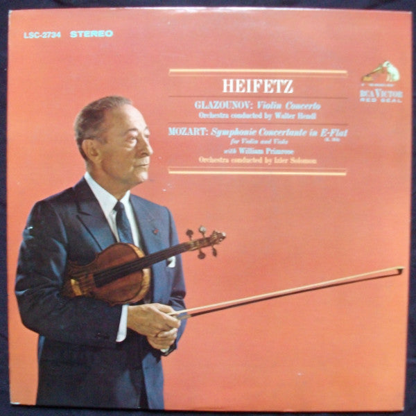 Alexander Glazunov, Wolfgang Amadeus Mozart, Jascha Heifetz, Walter Hendl, William Primrose, Izler Solomon : Violin Concerto / Symphonie Concertante In E-Flat (K. 364) For Violin And Viola  (LP,Stereo)