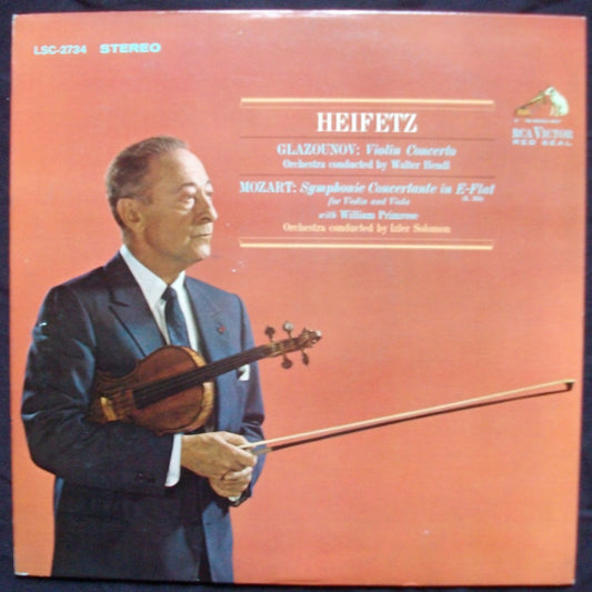 Alexander Glazunov, Wolfgang Amadeus Mozart, Jascha Heifetz, Walter Hendl, William Primrose, Izler Solomon : Violin Concerto / Symphonie Concertante In E-Flat (K. 364) For Violin And Viola  (LP,Stereo)