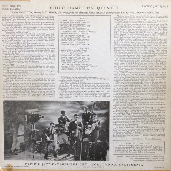Chico Hamilton Quintet, The : Chico Hamilton Quintet (LP,Album,Mono)