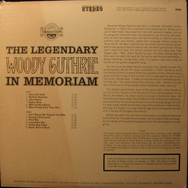 Woody Guthrie : In Memoriam (LP,Compilation)