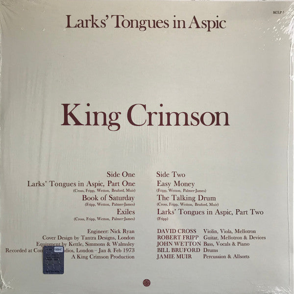 King Crimson : Larks' Tongues In Aspic (LP,Album,Reissue,Remastered,Repress,Stereo)