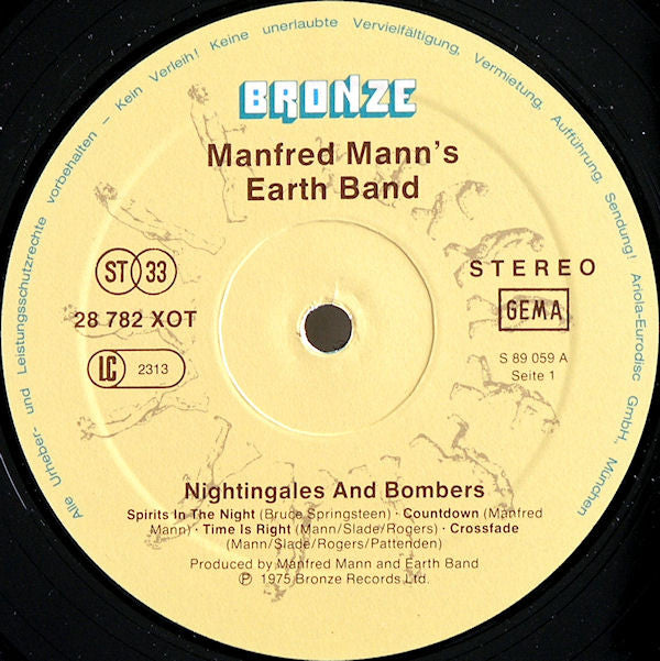 Manfred Mann's Earth Band : Nightingales & Bombers (LP,Album,Reissue)