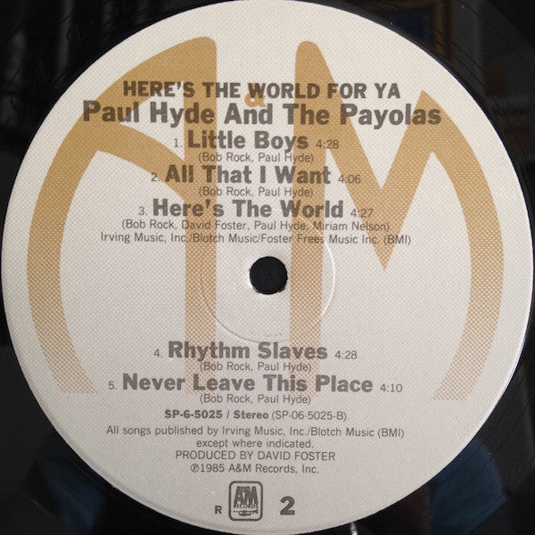 Paul Hyde And Payola$ : Here's The World For Ya (LP,Album)