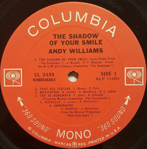 Andy Williams : The Shadow Of Your Smile (LP,Album,Mono)