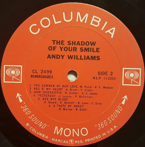 Andy Williams : The Shadow Of Your Smile (LP,Album,Mono)