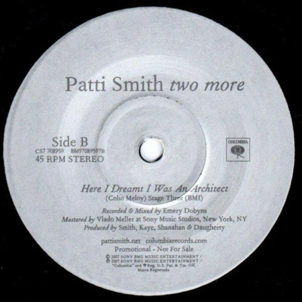 Patti Smith : Two More (7",Promo,Single)
