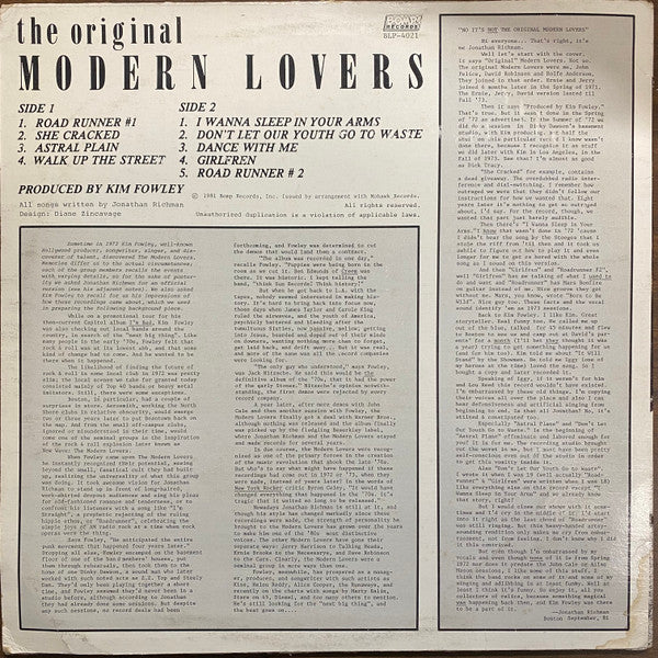 Modern Lovers, The : The Original Modern Lovers (LP,Album)