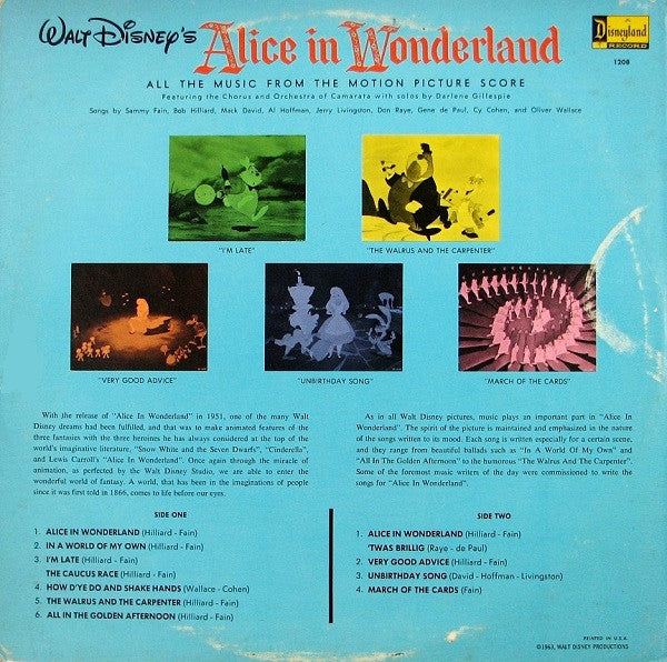 Camarata Chorus And Orchestra : Alice In Wonderland (LP,Album,Reissue)