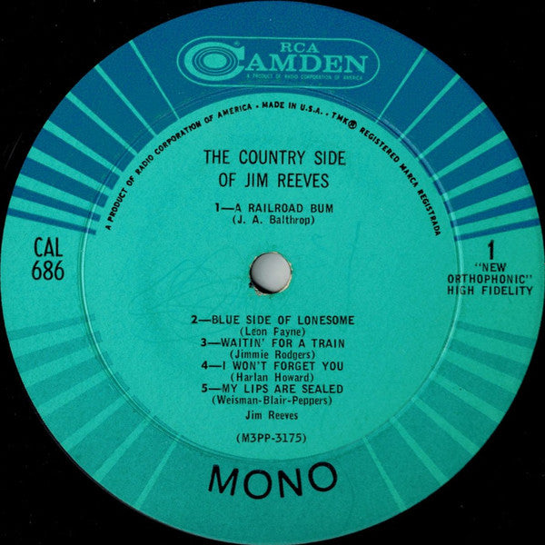 Jim Reeves : The Country Side Of Jim Reeves (LP,Album,Mono,Reissue)