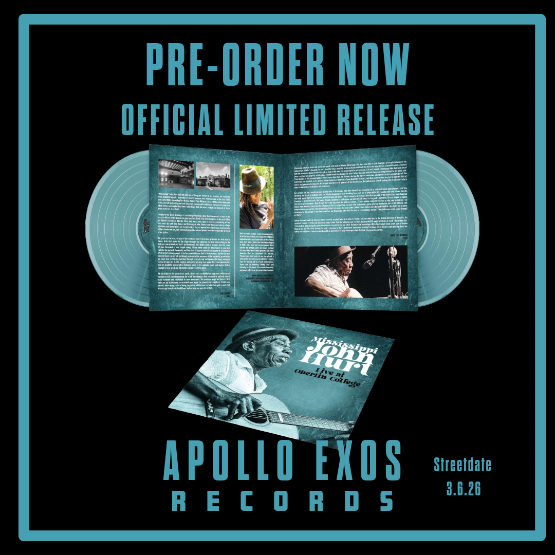 PRE-ORDER Mississippi John Hurt 'Live at Oberlin College 1965' Translucent Turquoise VINYL RSD ESSENTIALS